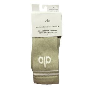 Alo Yoga Unisex Half-Crew Throwback Sock limestone Green White Logo Sz M New!